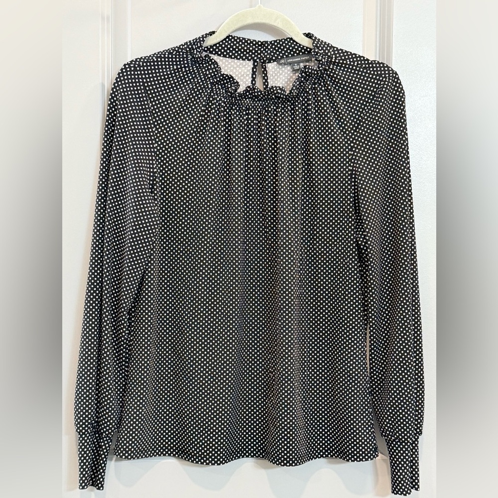 Adrianna Papell Black and White Polka Dot Blouse